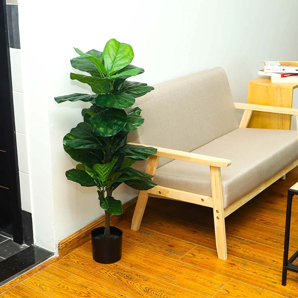 YATAI Artificial Fiddle Leaf Plant About 1.1 Meters – Artificial Fig Leaf Tree With Plastic Pot – Plants For Home Indoor – Artificial Tree Outdoor – Fake Plants For Balcony – Artificial Plants Outdoor