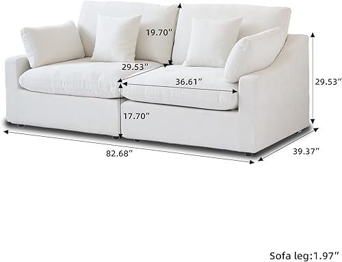 Miniatura 12 de WJShome - Sofá seccional modular en forma de nube para sala de estar, sofá de 160" con relleno de plumón en forma de U con otomano, sofás