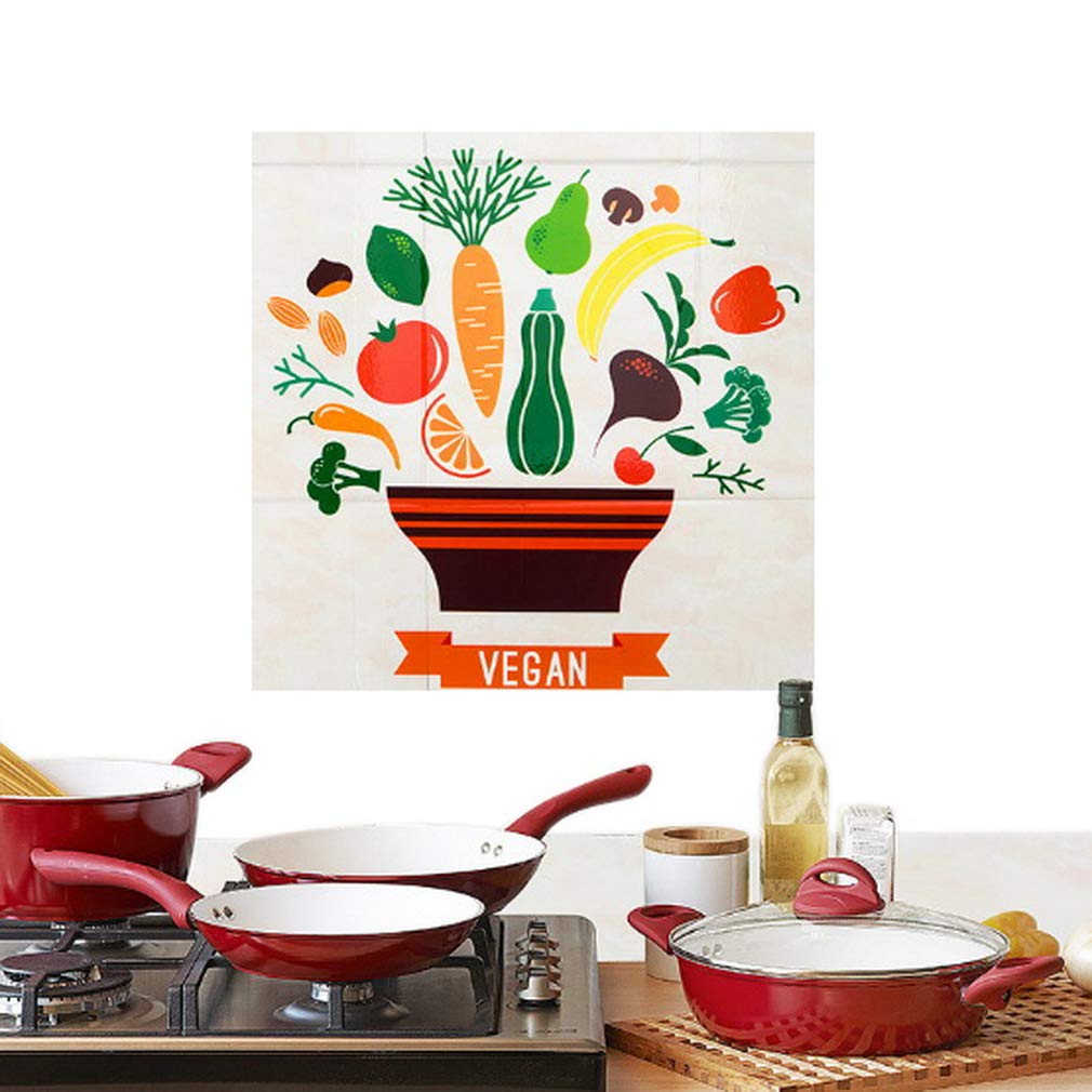 VPbao Vegan Fruit Kitchen Tile Wall Sticker Self Adhesive Hot-Proof Oil-Proof Waterproof Decal Stickers