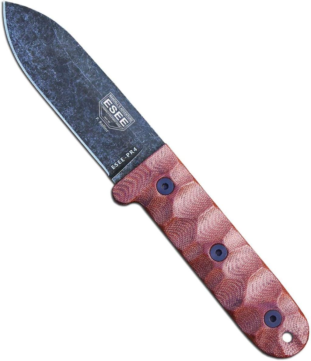 ESEE PR4 Black Oxide Fixed Blade w/Dark Tan Sheath - ESEE-PR4-BO