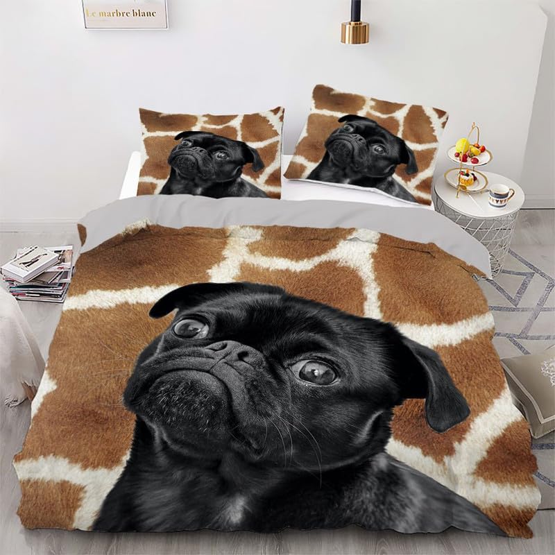 Housse de couette 220x240 Pit-Bull parure de lit 2 taies d'oreiller 65x65 marron