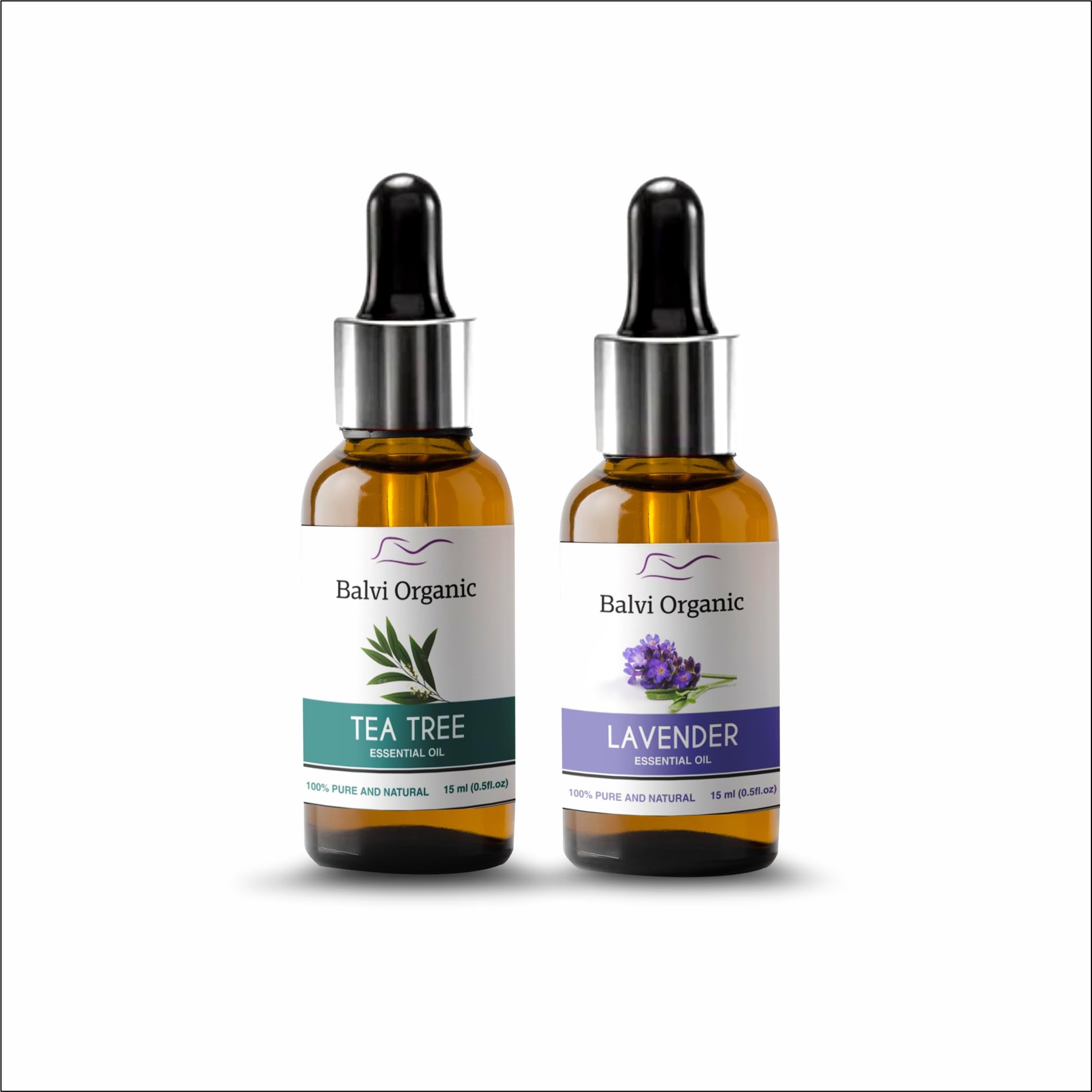 tea tree oil & lavender essential oils - Pure 100% Natural for Healthy Skin, Face, and Hair (15 ml + 15 ml)