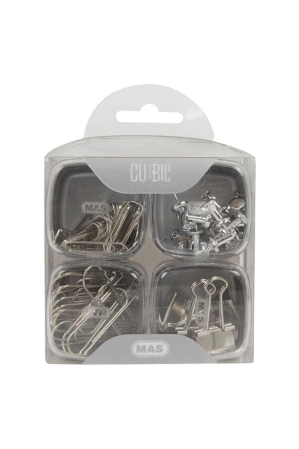 MAS Cubbie Premium 4'lü Kutu Ataş Raptiye Seti, Silver