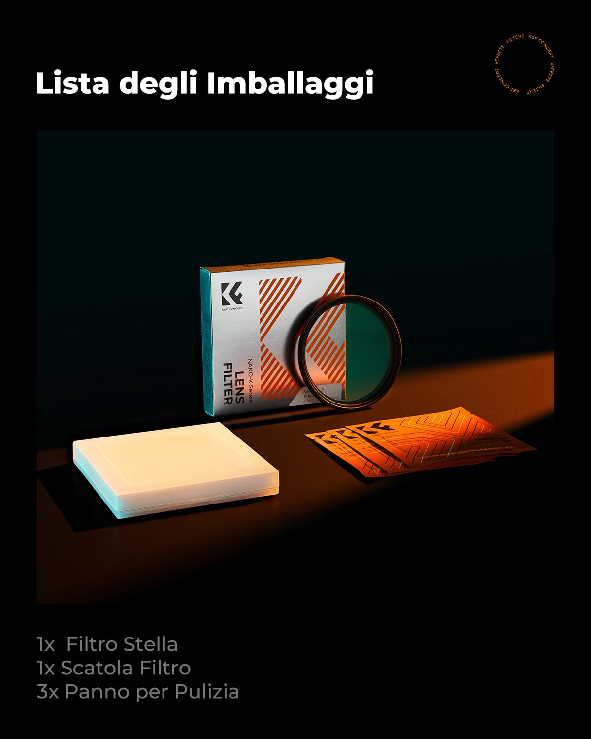 K&F CONCEPT Nano-Klear Filtro a Stella Variabili 82mm, Filtro a Stella 4/8 Punti Filtro a Effetto Scintillante in Vetro Ottico con 3pcs Panno di Pulizia per Obiettivi da 82mm