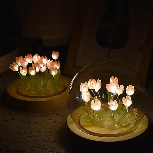 Miniatura 9 de keeda Luces de lámpara de tulipán, kit de luz nocturna de flores de tulipán para niñas, escritorio, ambiente, luz de artes y manualidades, adornos