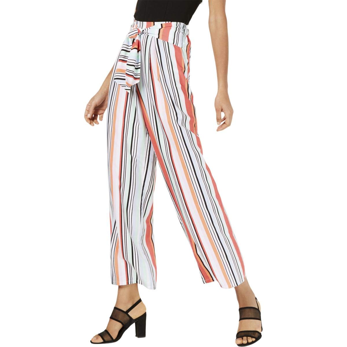 Bar III Womens Striped High Rise Wide Leg Pants Friendly Stripe Small