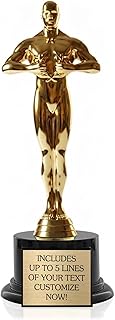 Achievement Custom Trophy 10.5 Inches Tall - Customized Golden Statue Award with Personalized Engraved Plate - Modern Victory Academy Statue - Best Actor Trophies - Personalize it Now!