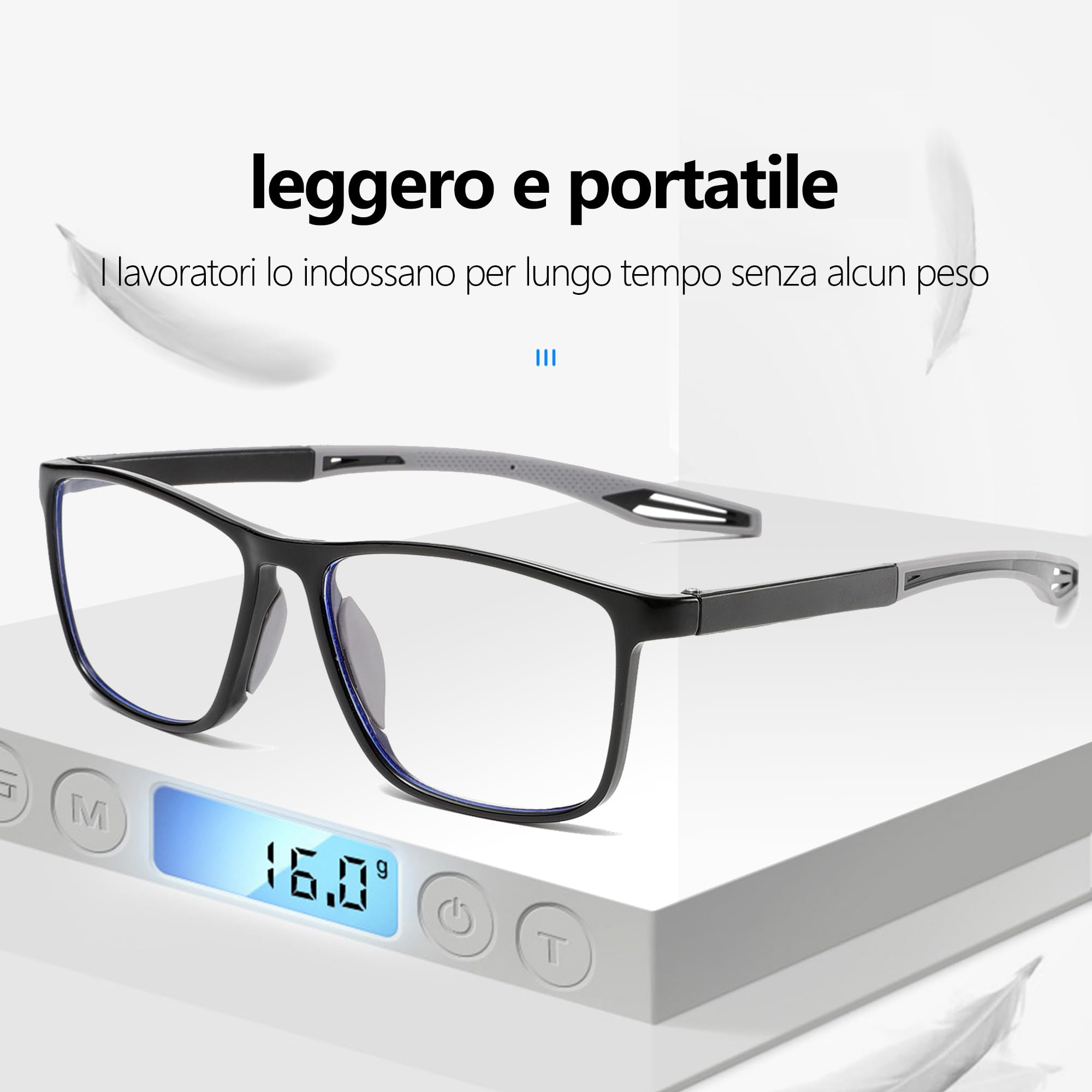 Occhiali da lettura da uomo 3 paia Stile sportivo Comodi e flessibili Lettori di blocco della luce blu per uomo - 5