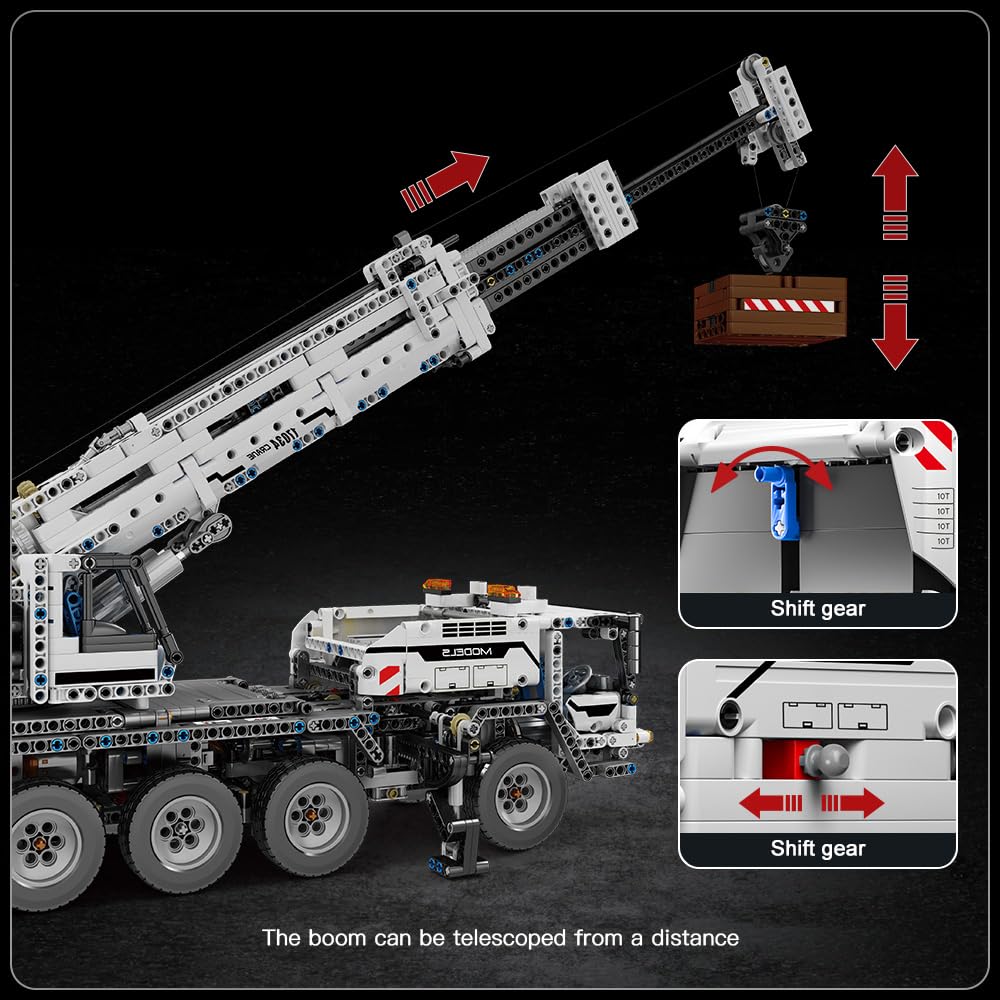 Mould King 17034 Tecnología Grúas con Control Remoto Módulos de construcción Juguetes Camiones RC Grúas de automóviles Módulos de construcción con Control Remoto y 4 Motores (2819 Piezas)