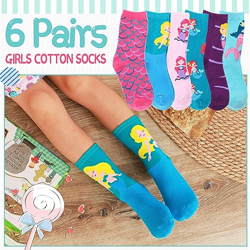 Image of EBMORE Kids Girls Boys Socks Cotton Crew Cute Animal Pattern Fashion Fun Novelty Socks 6 Pack