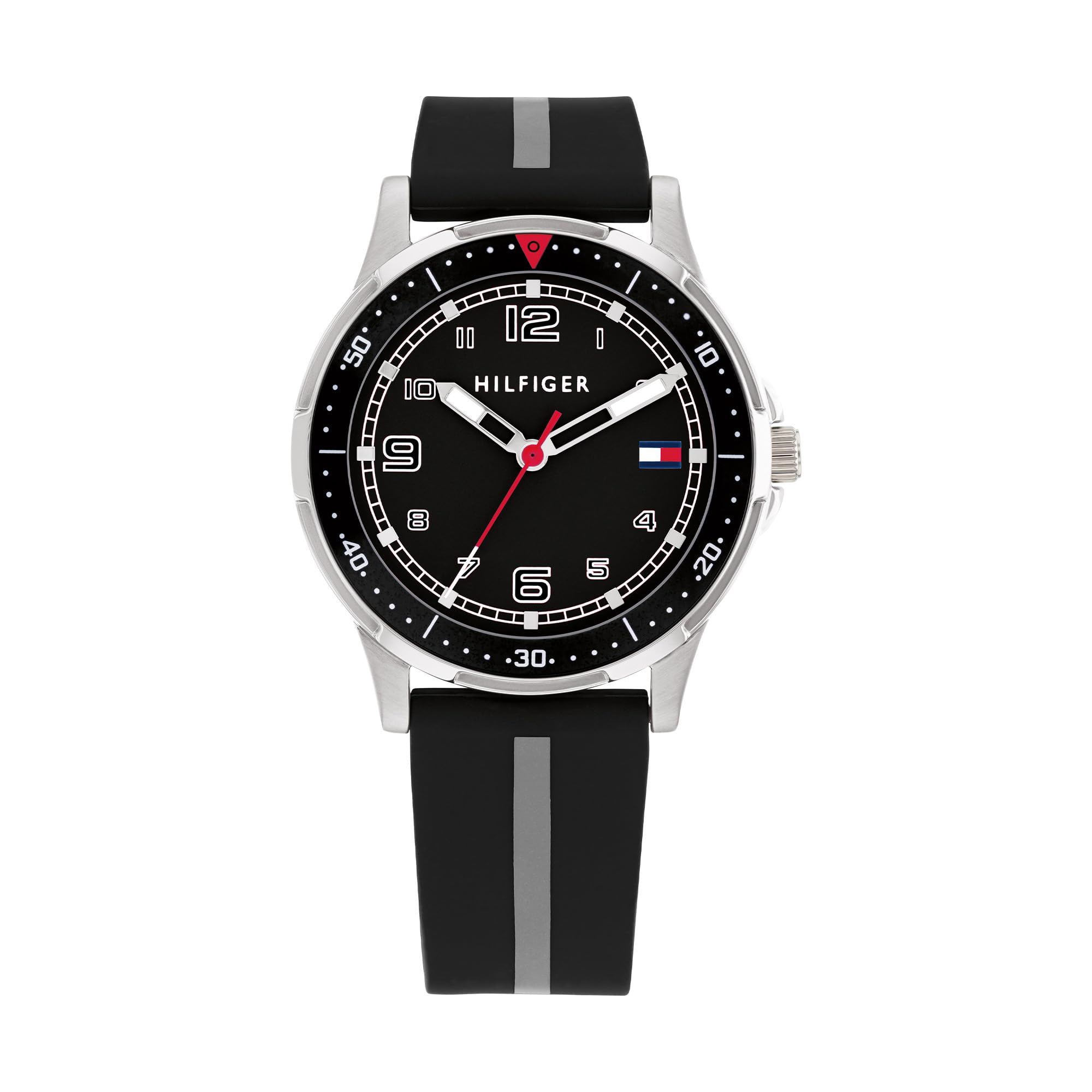 Tommy Hilfiger Three Hand Quartz Movement Watch for Youth with Black Silicone Bracelet - 1720034