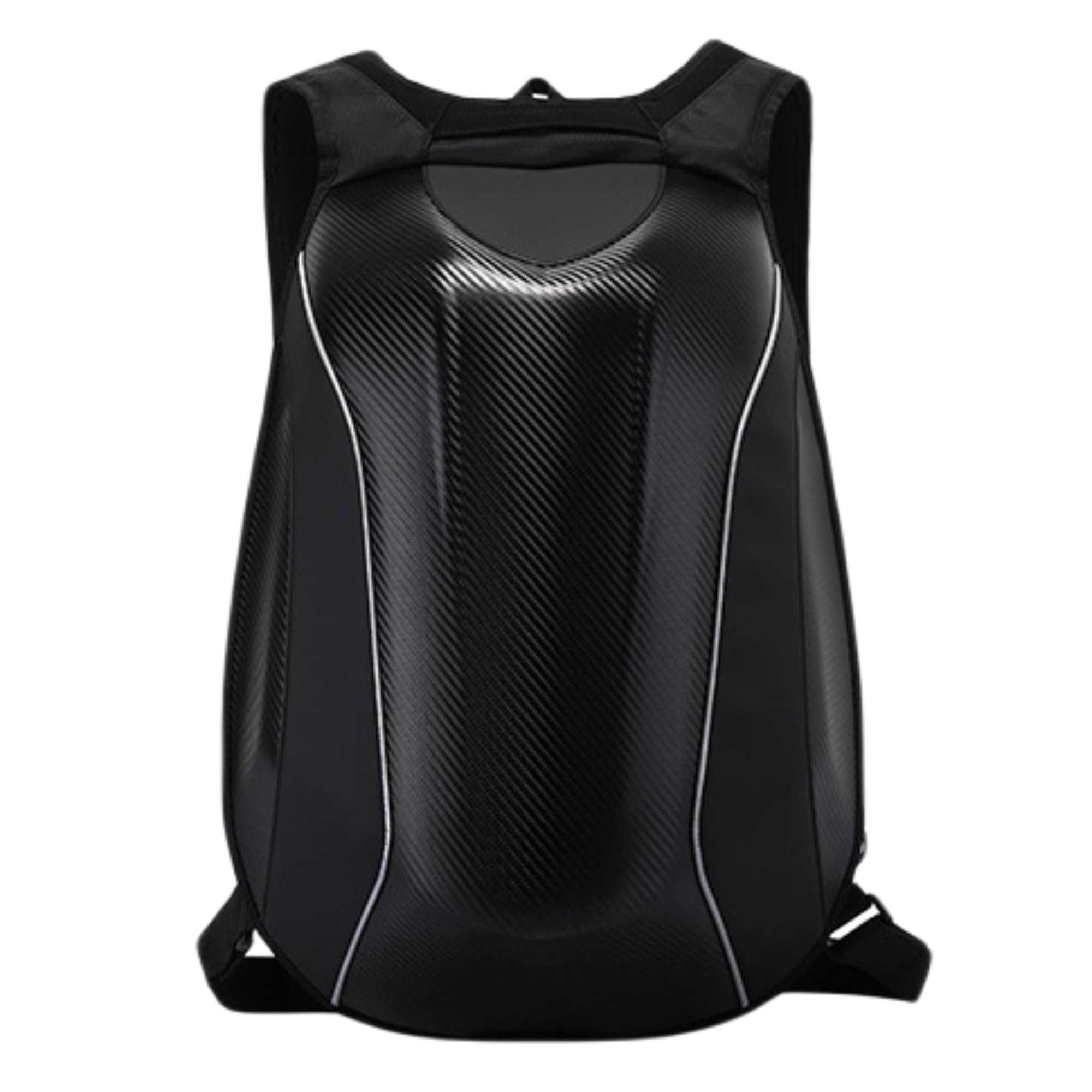 Generico Zaino da Moto ad Alta Capacità, Guscio Rinforzato in Fibra di Carbonio, 30-48L Espandibile, Scomparto per Casco, Tasca per Laptop, Nero