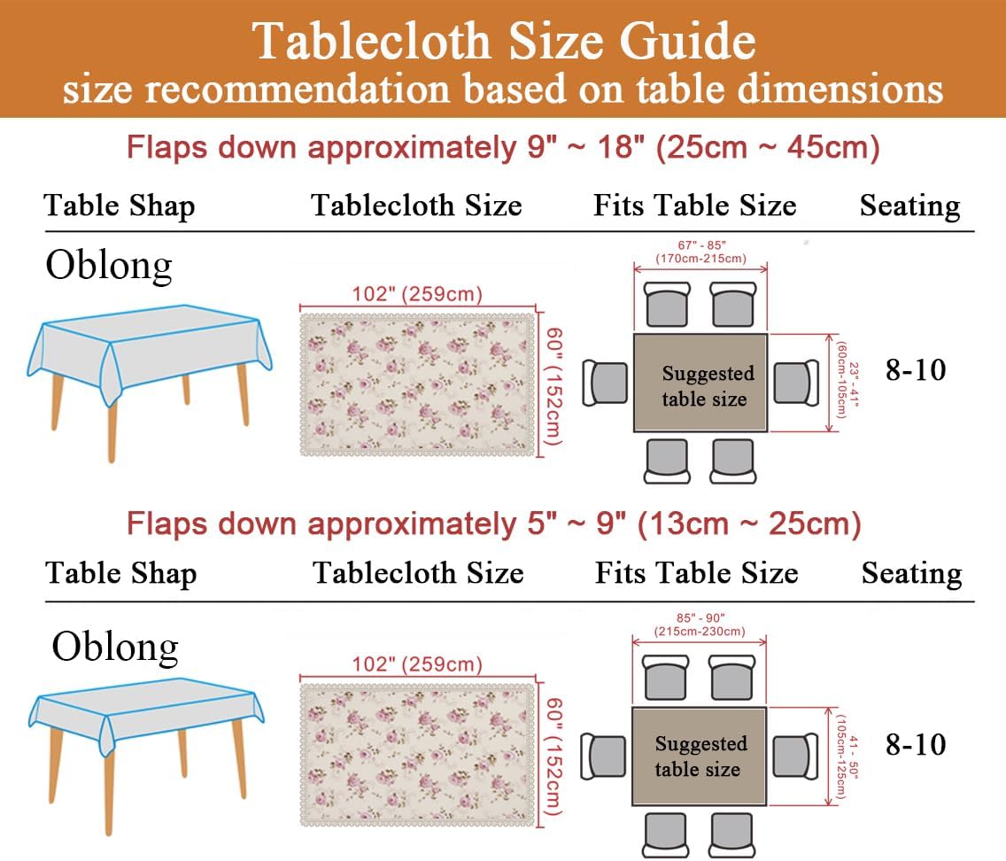 Floral Print Rectangle Tablecloth 60 x 102 Inch Stain Resistant and Waterproof Wine Table Cover for Kitchen Dining Indoor Outdoor Buffet Tabletop Decoration (Beige) - Image 3