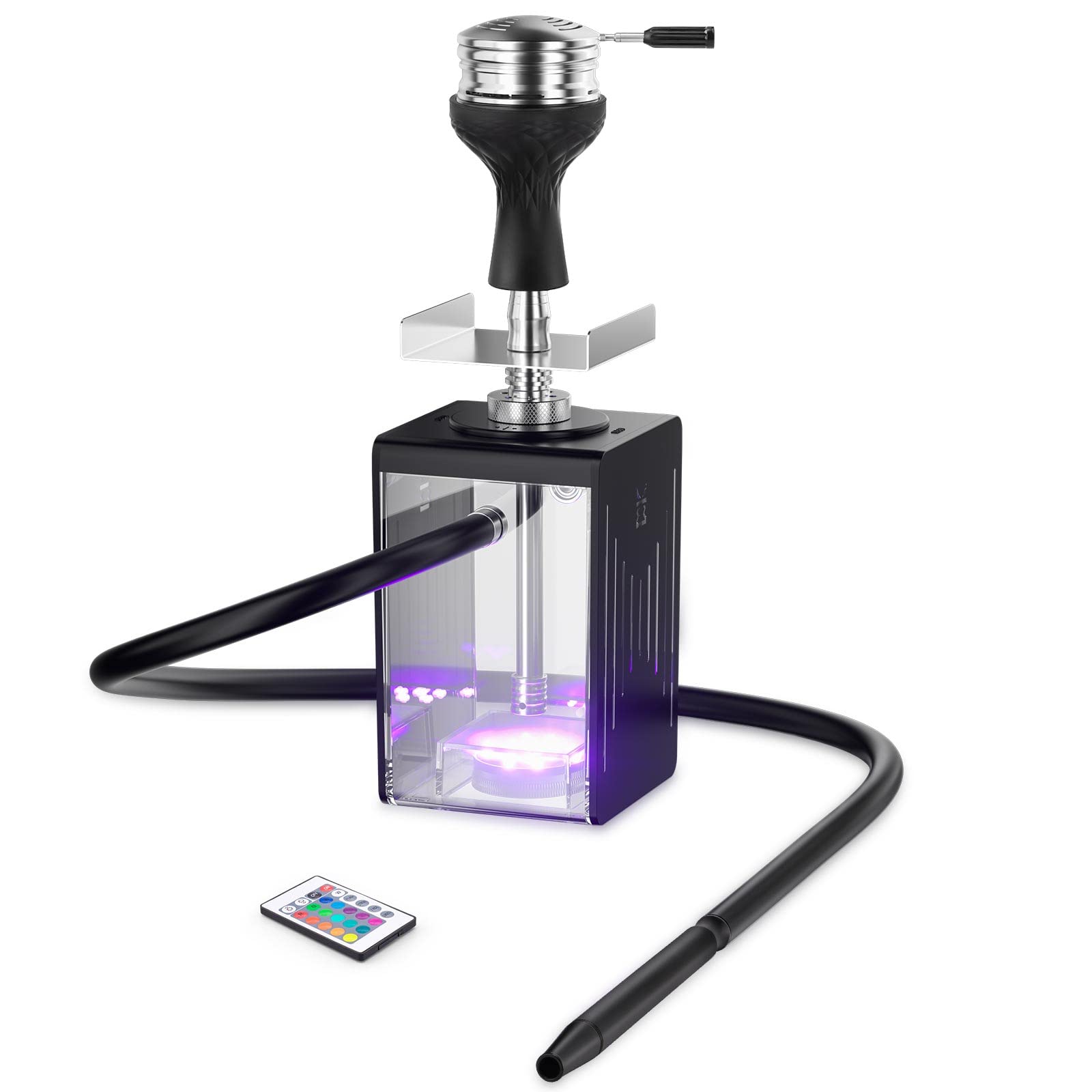 Travel Hookah Set with Everything - Modern Acrylic Hookah Come in Carriage Bag Include Charcoal Heat Management Device