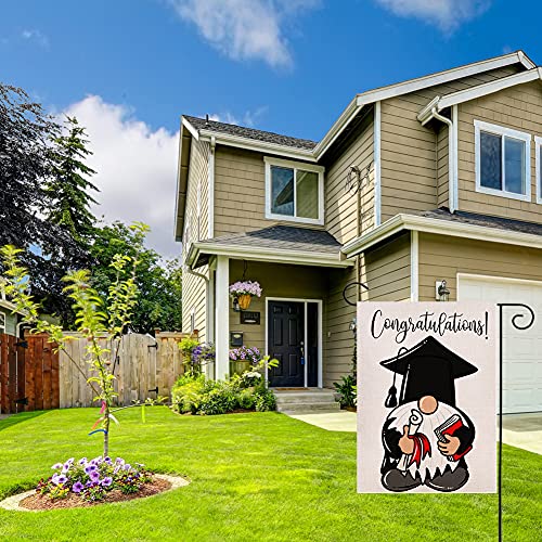 Congrats Grad Gnome Garden Flag 12.5 X 18 Inch Vertical Double Sided Party Graduation Congratulations Yard Outdoor Decoration #TOP6