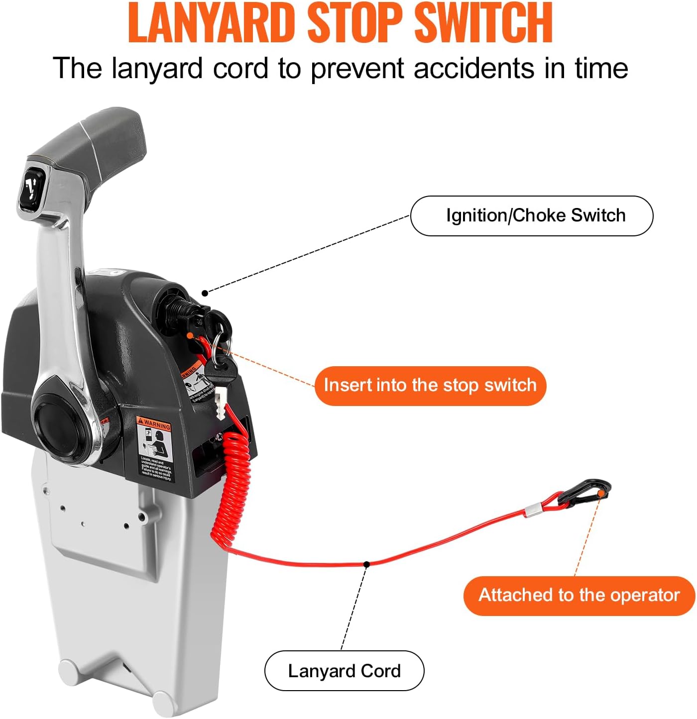 VEVOR Boat Throttle Control, 5006186 Top-Mounted Outboard Remote Control Box for Evinrude Johnson, Marine Throttle Control Box with Power Trim Switch and Lanyard