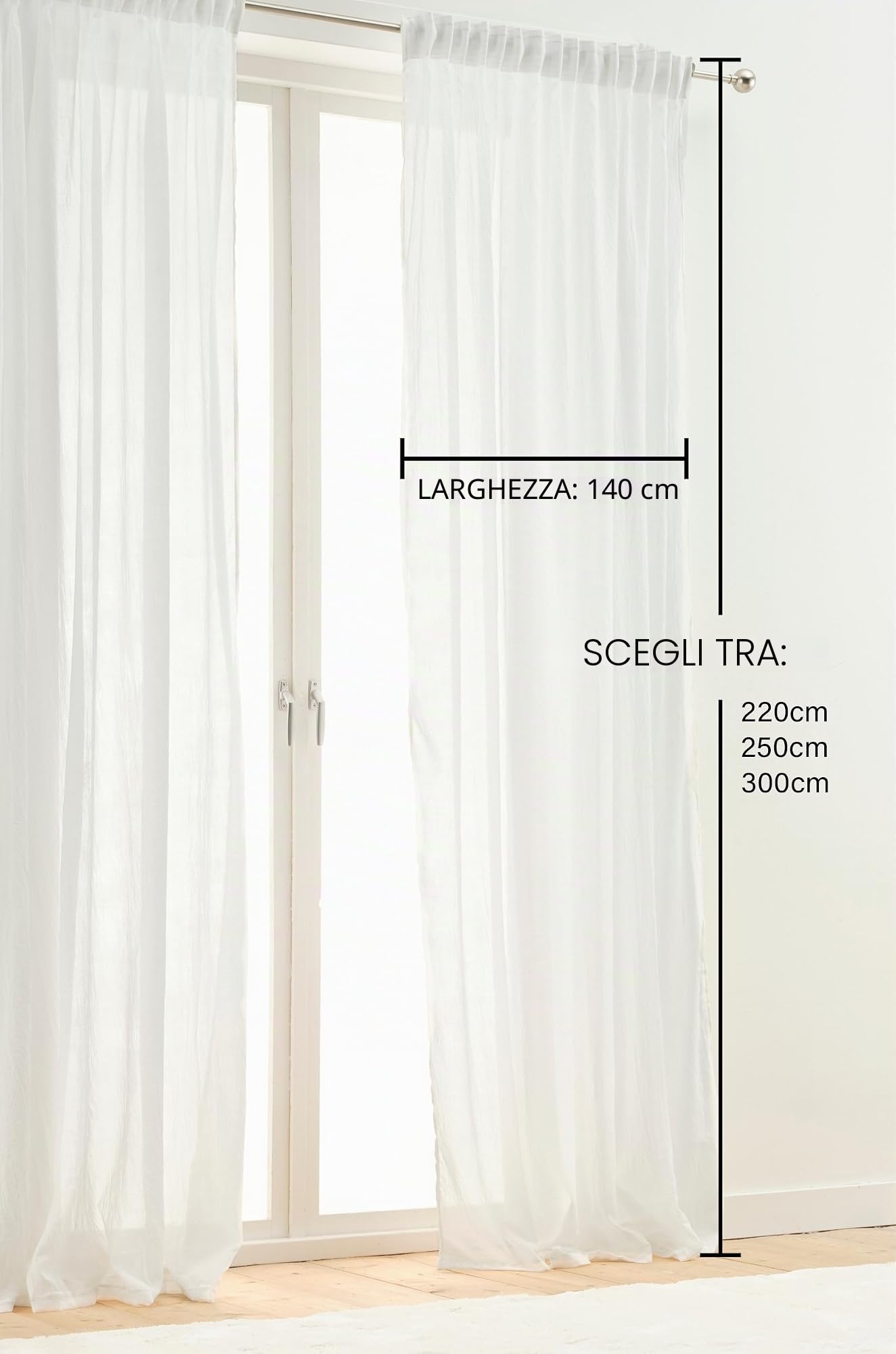 Jotex Set di 2 tende multiuso, in misto policotone, certificazione Oeko-TEX® Standard 100, cotone migliore, bianco, 140 x 300 cm