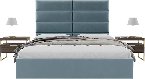 Miniatura 105 de Vänt - Paneles tapizados de cabecera para montar en la pared, diseño Isabelle, 60 x 23 pulgadas, configuración de 4 paneles individuales,