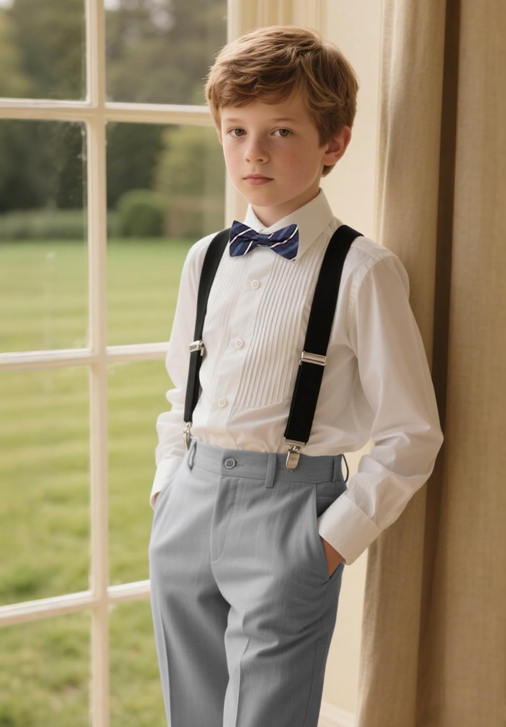 Boy Formal Suit Set Toddler Boy Suspender Outfit - Image 6