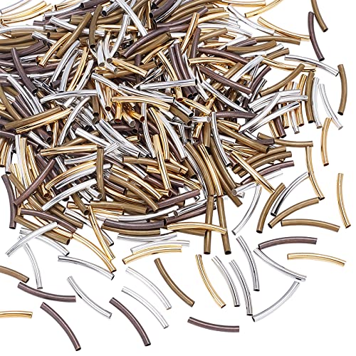 PH PandaHall 3 colori Perline Tubolari Curve, 30 pz Twist Tubo Scorrevole 32mm Metallo Allentato Distanziatori Hollow Noodle Perline Stile Tibetano per Collana Del Braccialetto Che Fanno, Foro: 4 mm