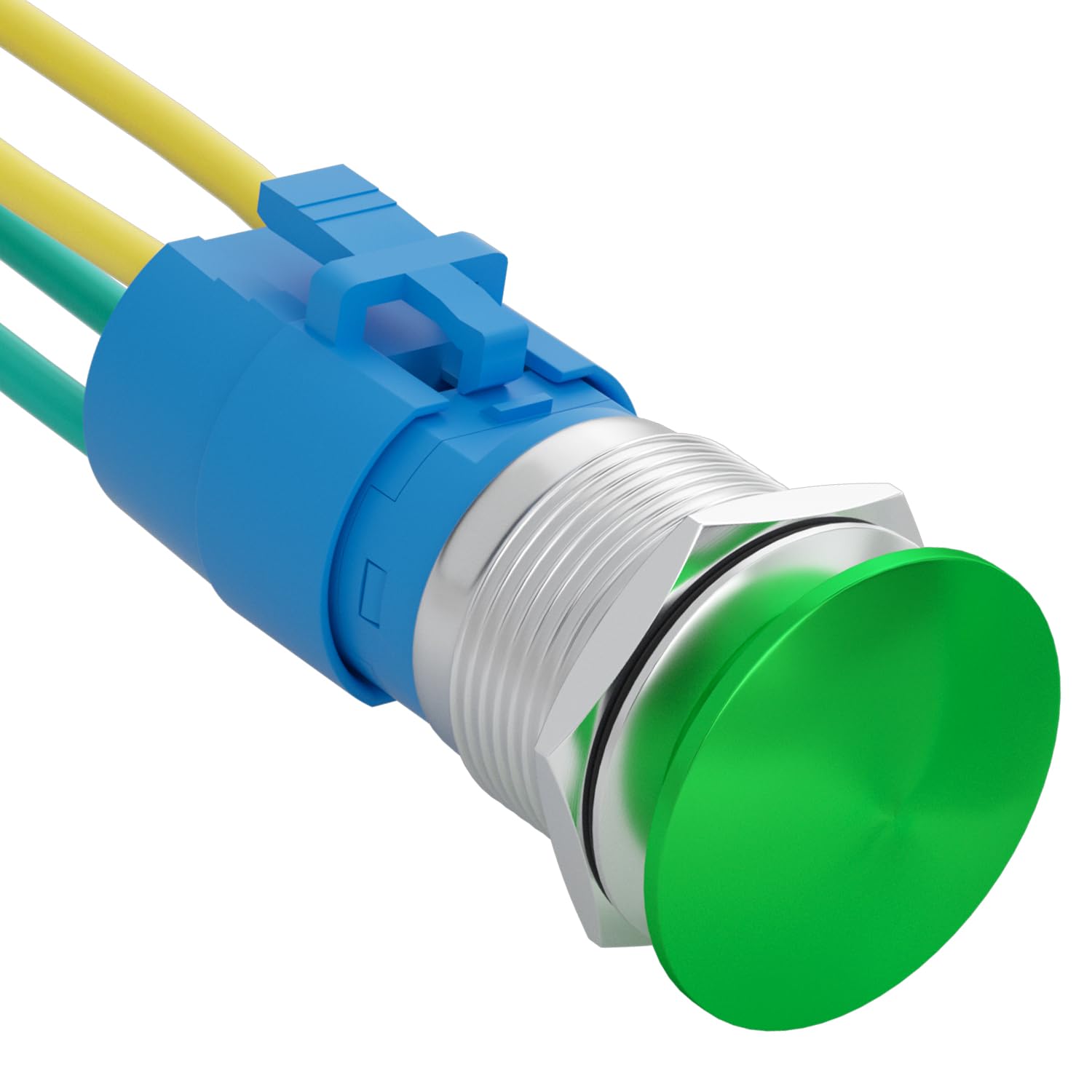 APIELE 22mm 10A Mushroom Head Momentary Push Button Switch IP65 Waterproof DPST 2NO Push Button 12V 24V 36V DC 110V 250V AC 10A (Green, 22MM)