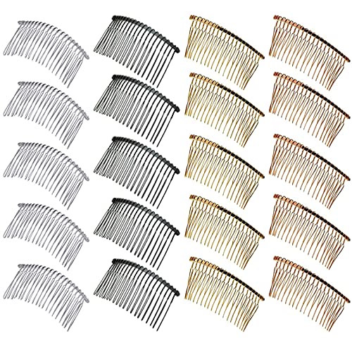 FBNDFUI5DVBU 20 Pièces Peigne à Cheveux Latéral Peignes Latéraux Français Peignes Côté Cheveux Français pour Filles Dents en Métal Cheveux Côté Peignes de Mariage Voile Peignes pour Femmes et Filles Cover