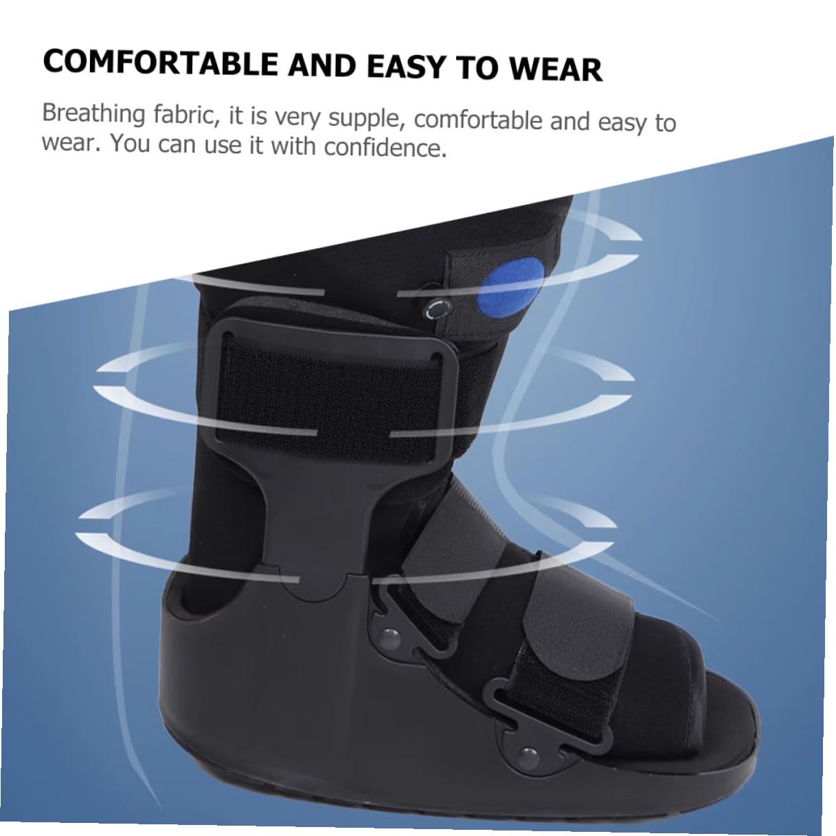 Ankle Fixation Brace Low-top Achilles Boot with Inflatable Cushion Medium Size, Medical Foot Support Shoe for Post-surgery and Ankle Injury Stabilization, Suitable for Adults