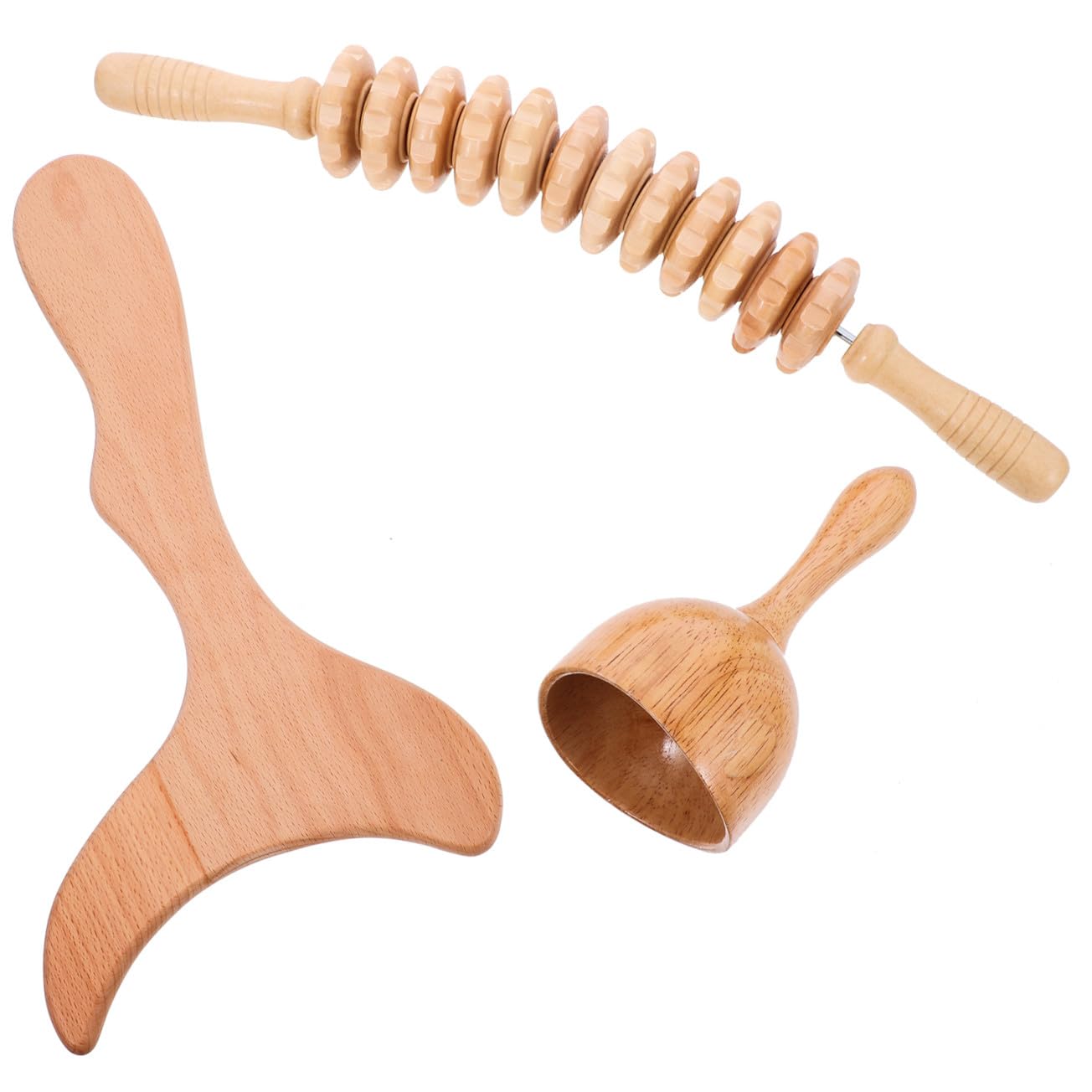 Masajeador Muscular de Madera Khaki, Herramienta Corporal Portátil | Kit de Masaje Reutilizable, Diseño Especial, Ligero y Práctico, para Guardar y Llevar Comodidad