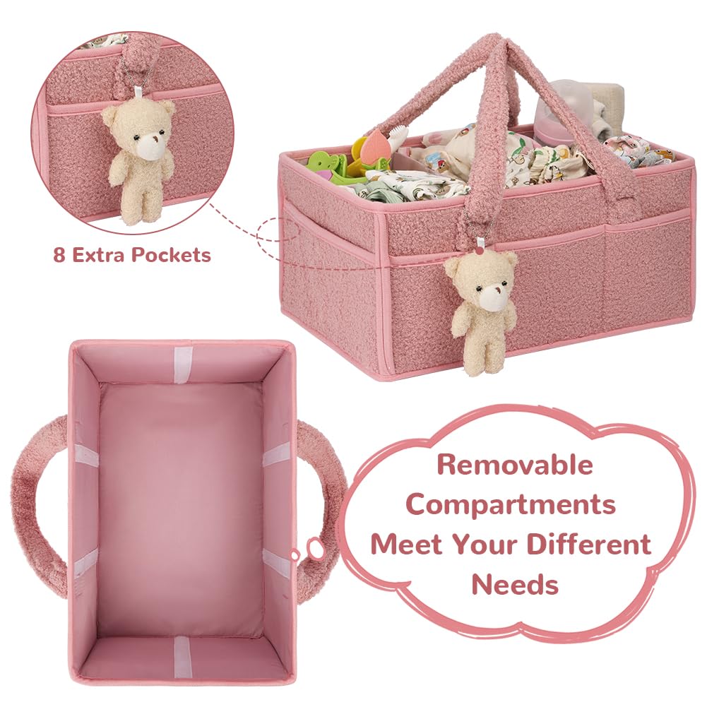 HAGOT Nappy Caddy, Large Capacity Foldable Travel Diaper Organizer, with Compartments, for Wet Wipes and Baby Items - Image 4