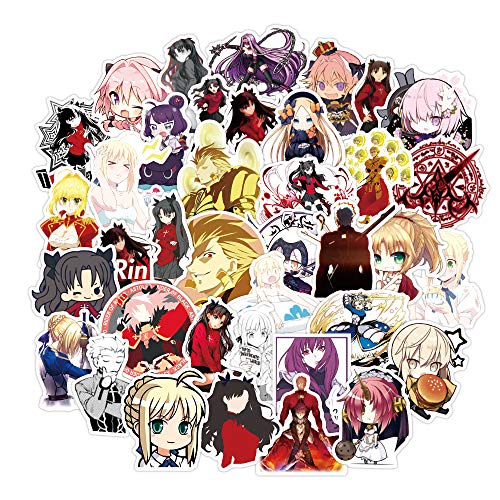 Stickers for Fate/Stay Night|50 Pcs|Cute Anime Waterproof Vinyl Stickers for Luggage Computer Water Bottle Car Cooler Bicyle Xbox Helemet Hydroflasks Laptop,Cartoon Decals Pack for Gift(50Pcs)