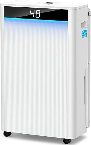 KeepGlad 80 Pints Energy Star Dehumidifier, 5,000 Sq.Ft for Whole Home & Basement, Compressor Dehumidifier with Drain Hose, Advanced Humidity & Moisture Control, Smart Auto Comfort Mode, Quiet