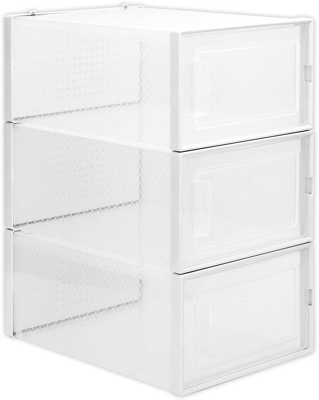 Servicrt 12X Stackable Clik Clear Plastic Storage Shoes