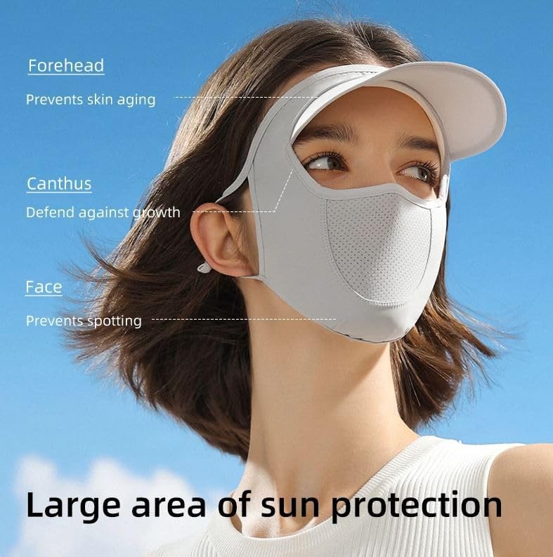 Gra8 Women Cap Summer for Summer Outdoor Cycling UV Sun Protection Block Hat Protection Face Cover Scarf Mask with Cap Foldable Innovative Scarf Cum Mask(Multicolour/1pcs) 4