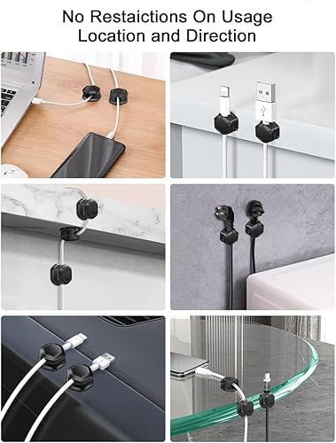 Miniatura 6 de Paquete de 12 clips magnéticos para cables, organizador de cables para escritorio, soporte de cable para mesita de noche, organizador de cables