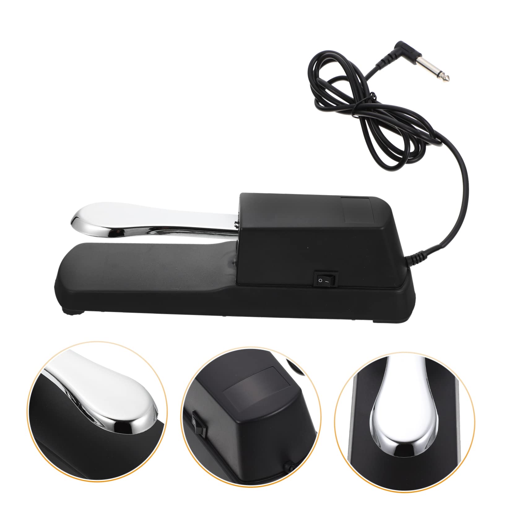 FAVOMOTO Electronic Keyboard Piano Sustain Pedal Piano Sustain Foot Pedal Silver Sturdy Easy to Carry