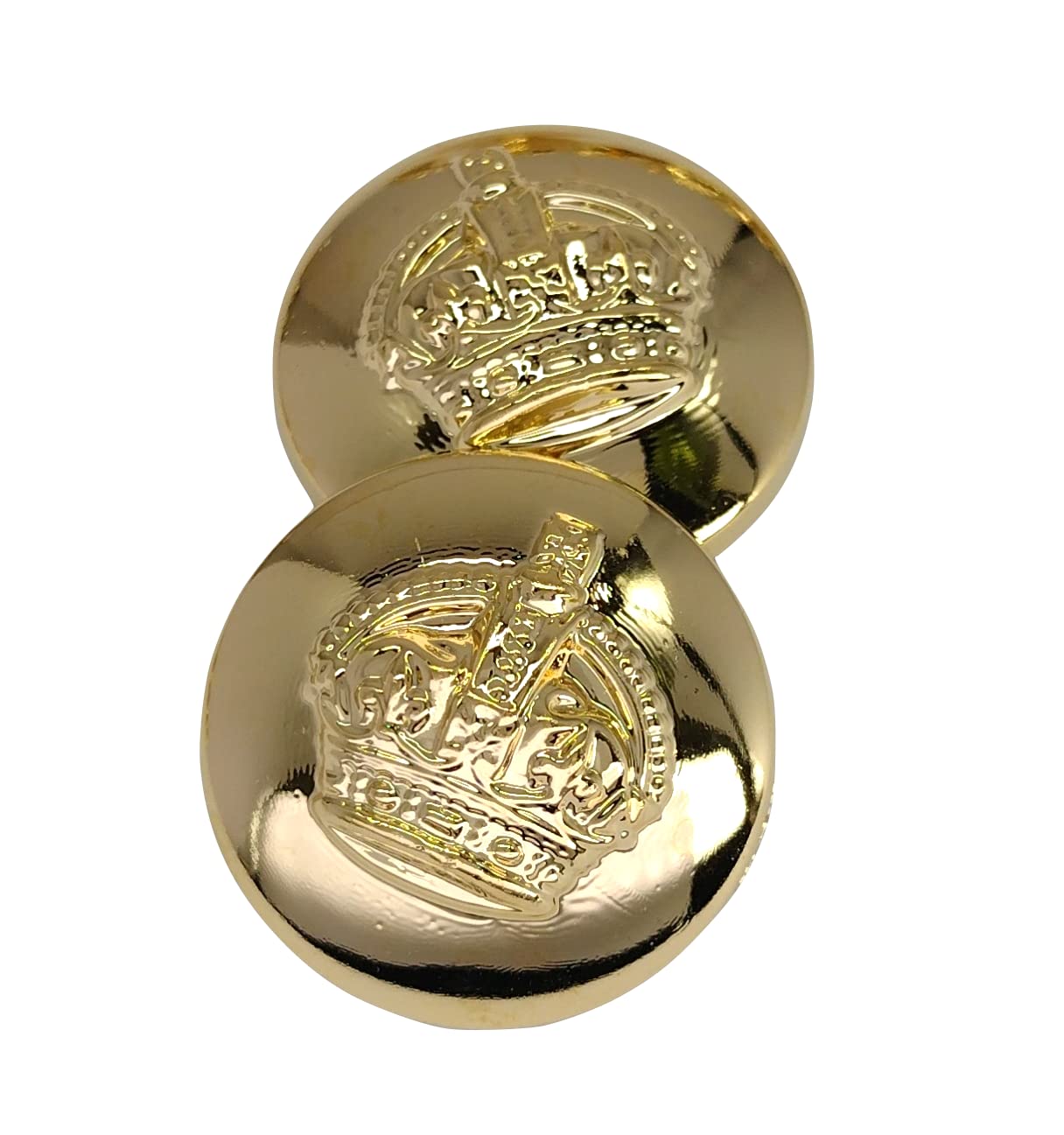 Botiboton SL25 Gold and Silver Buttons with Engraved Crown - 15mm, 20mm and 23mm - Manufactured and Shipped from Spain (Gold, 23mm)