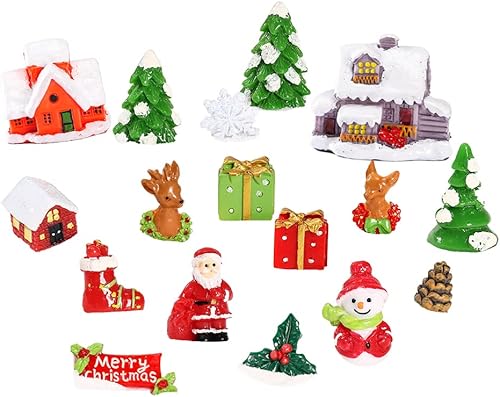 Kayzyue Kinds of Adornos de Navidad en miniatura, figuras miniatura de Navidad, mini adornos de hada de resina, kit de bricolaje para Navidad,