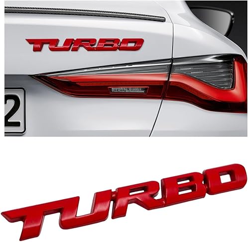 Dickno 2 calcomanías para emblema de automóvil Turbo, calcomanía con logotipo de guardabarros de metal 3D, aleación de zinc, calcomanía de emblema