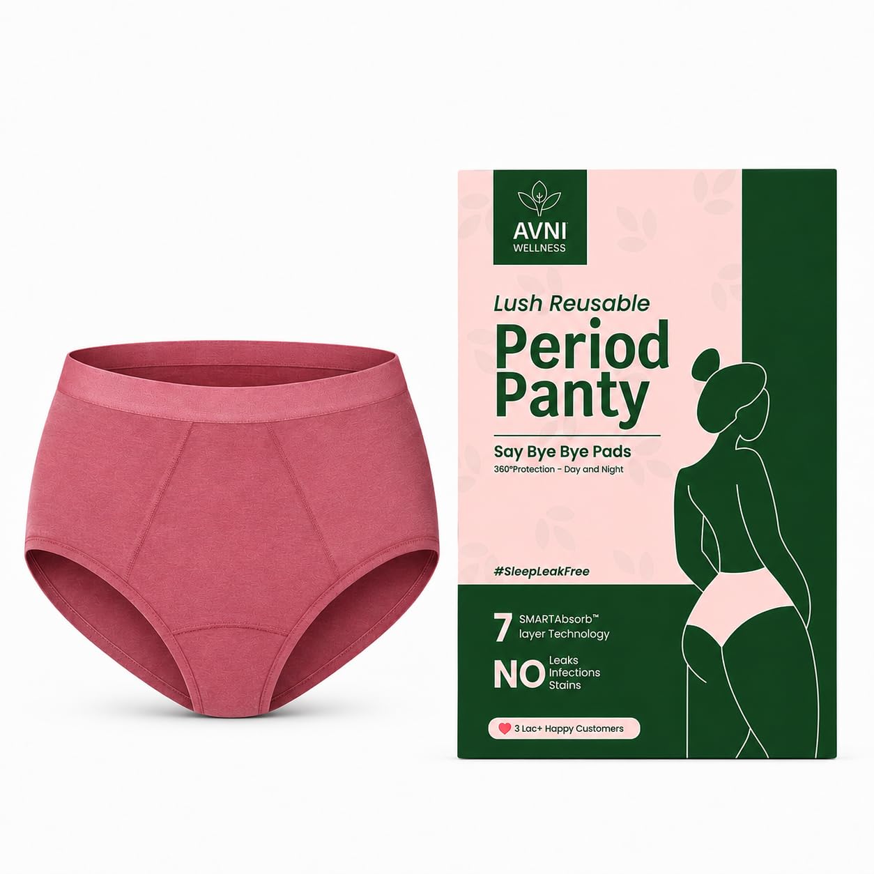avni Washable Period Panty | Pack of 1 | Breathable Bamboo Fabric | Medium to Heavy Flow | Protection up to 10 hrs | No Leaks, No Stains | High Waist Underwear for Women | Reusable for 2 yrs-picture-11