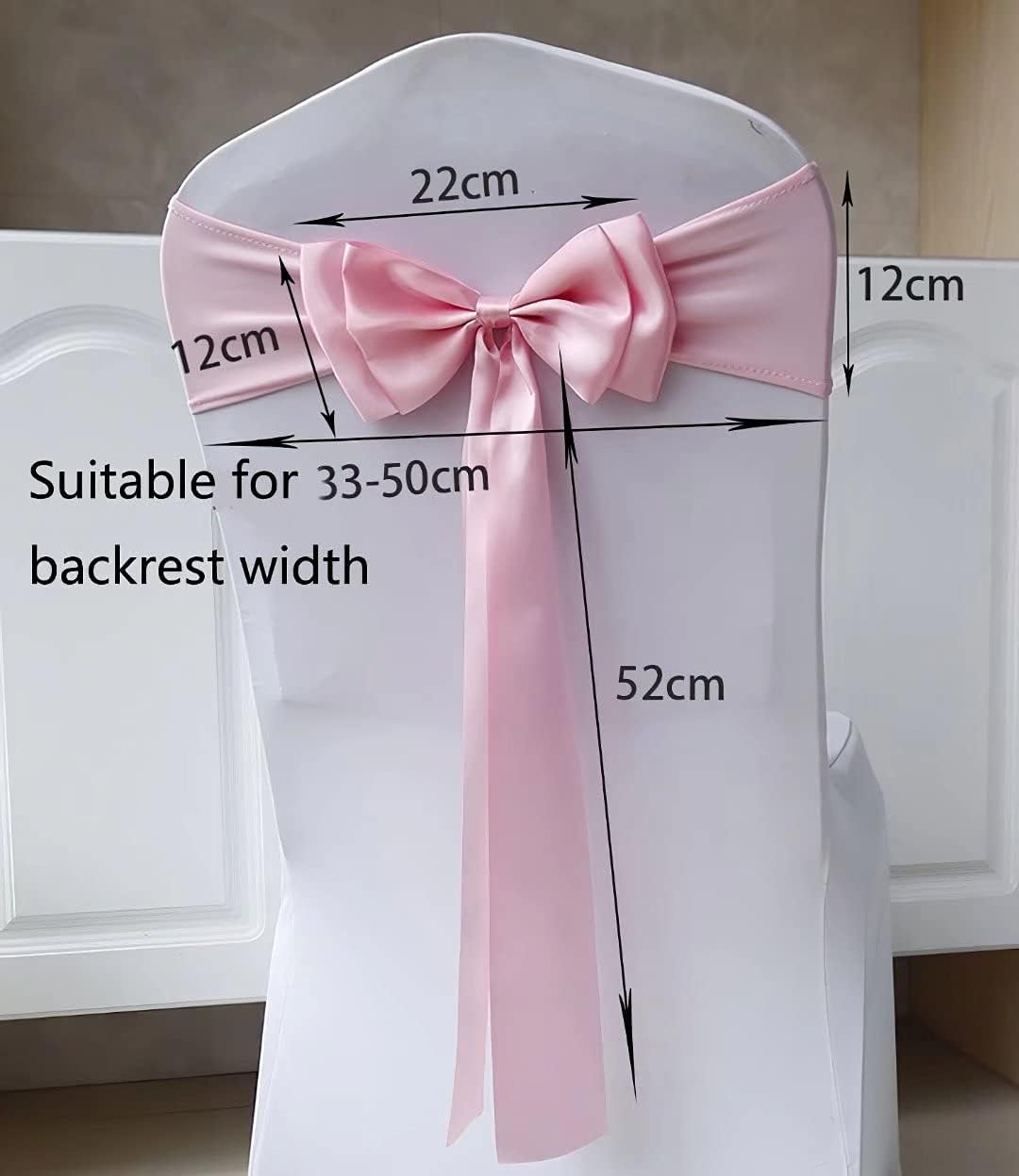 50Pcs Stretch Chair Sashes Double Bows Chairs Bands Spandex Cover Decoration for Wedding Party Birthday Banquet Decor Christmas or Events Supplies Decoration Champagne