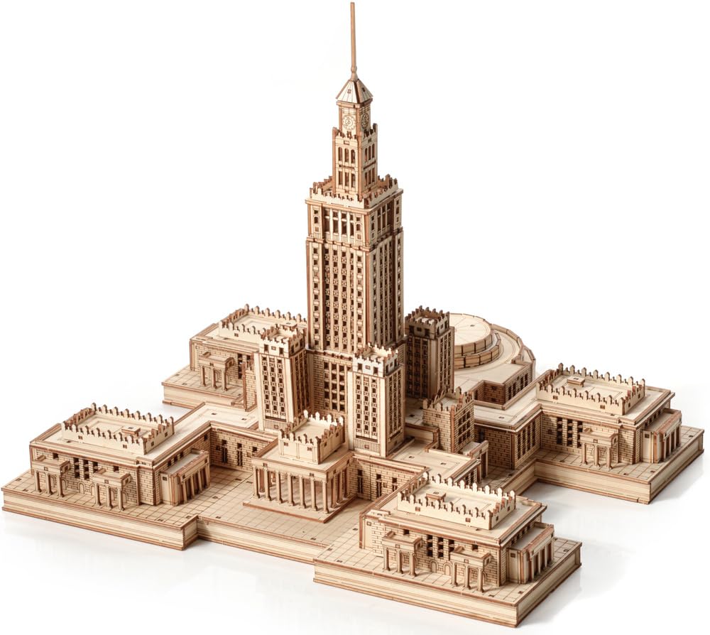Little Story Drewniane puzzle 3D, pałac kultury, model architektoniczny do samodzielnego montażu – kreatywny zestaw do majsterkowania dla dzieci od 14 lat – zestaw drewniany jako prezent dla młodzieży