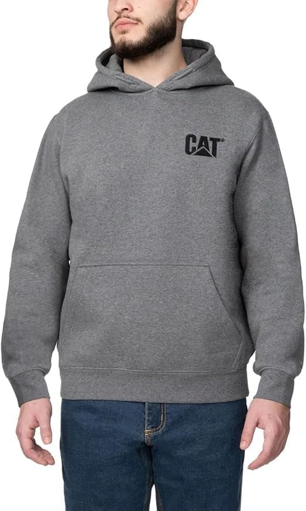 CAT Caterpillar Men's Trademark Hoodies with Embroidered Front Logo, Gray, L