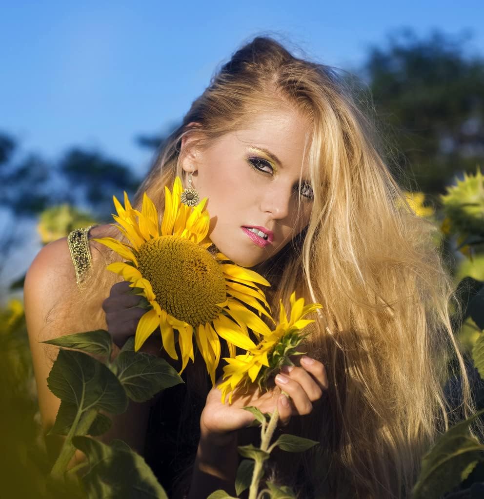 Vintage Gold Sunflower Earrings for Women Sun Flower Dangle Earrings - Image 5