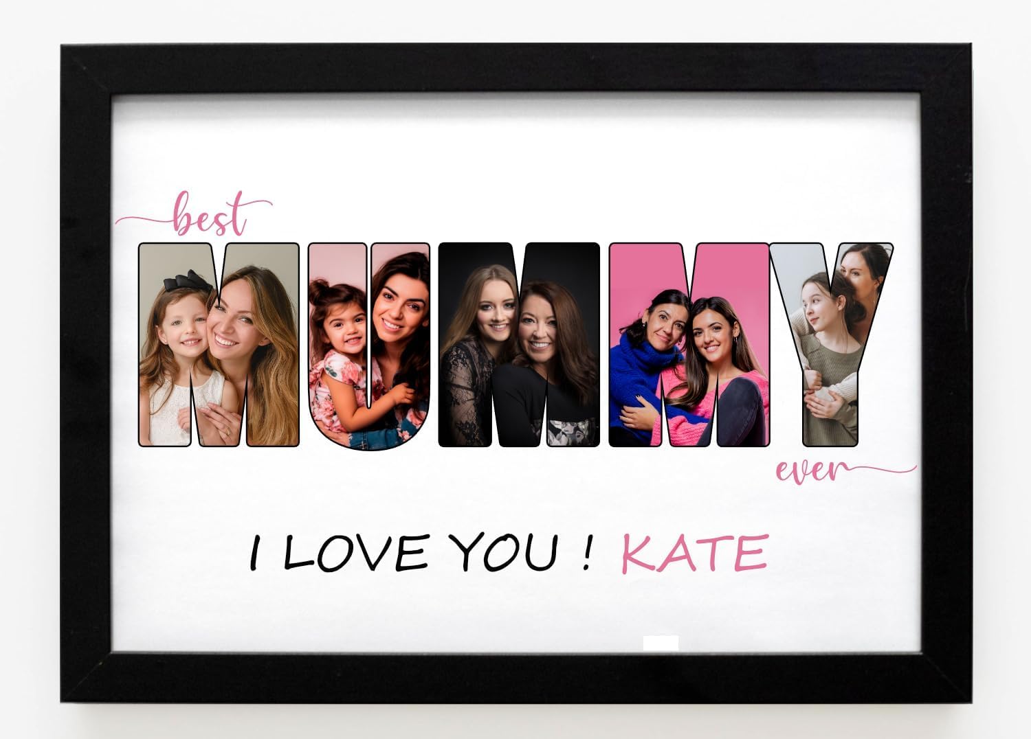 PB TECH Personalised Photo Frame A5, A4, A3 Custom Alphabet Picture Gift for Mum, Dad, Grandad, Son, Daughter, Sister, Brother, Mother’s & Father’s Day (Mummy, Black, A4 (21x30 CM) Framed Print) — image 1