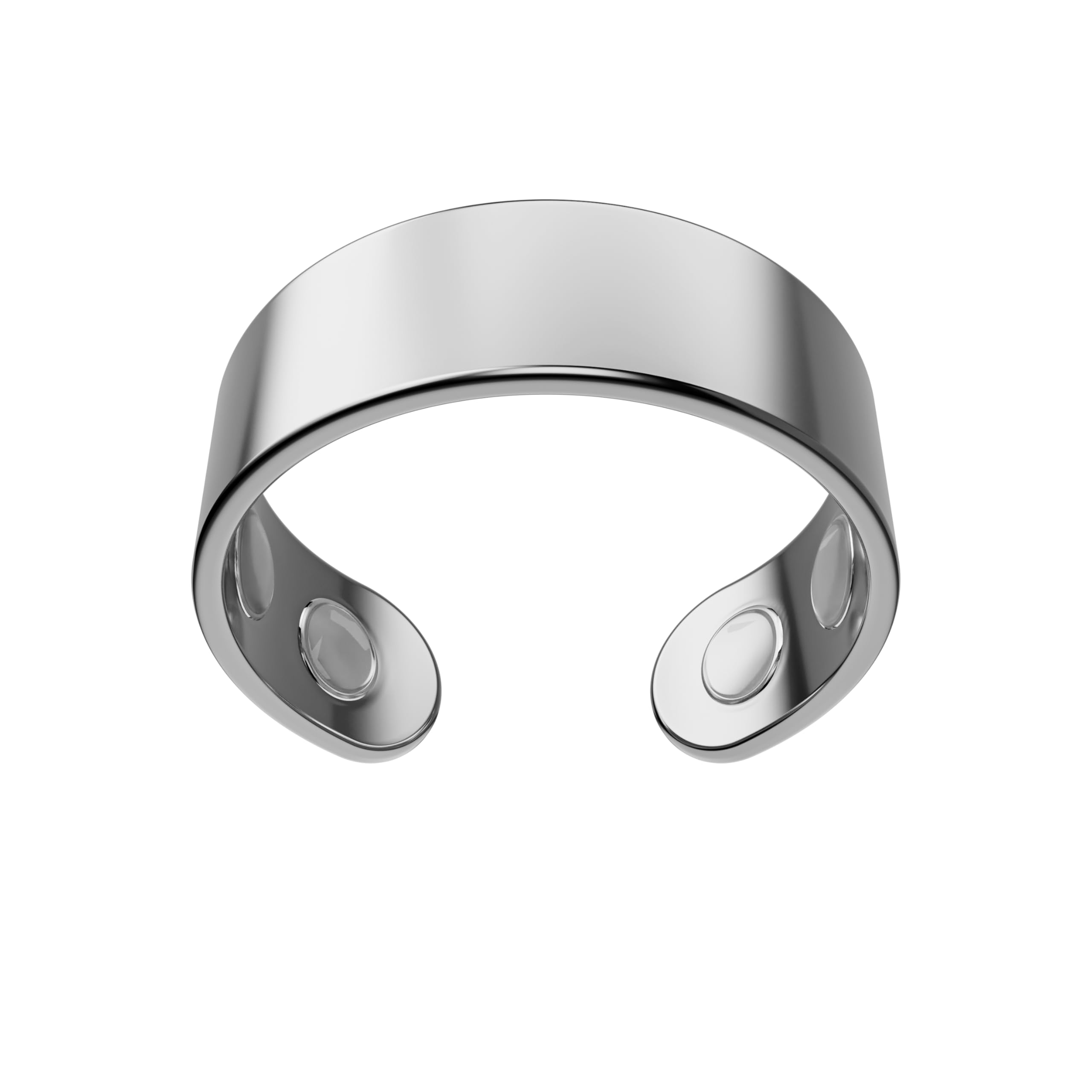 CALMI - Magnetic Wellness Ring 18K Gold Plated with Adjustable Stainless Steel Design | Wearable Magnetic Field Accessory for General Wellbeing | Unisex (Silver)