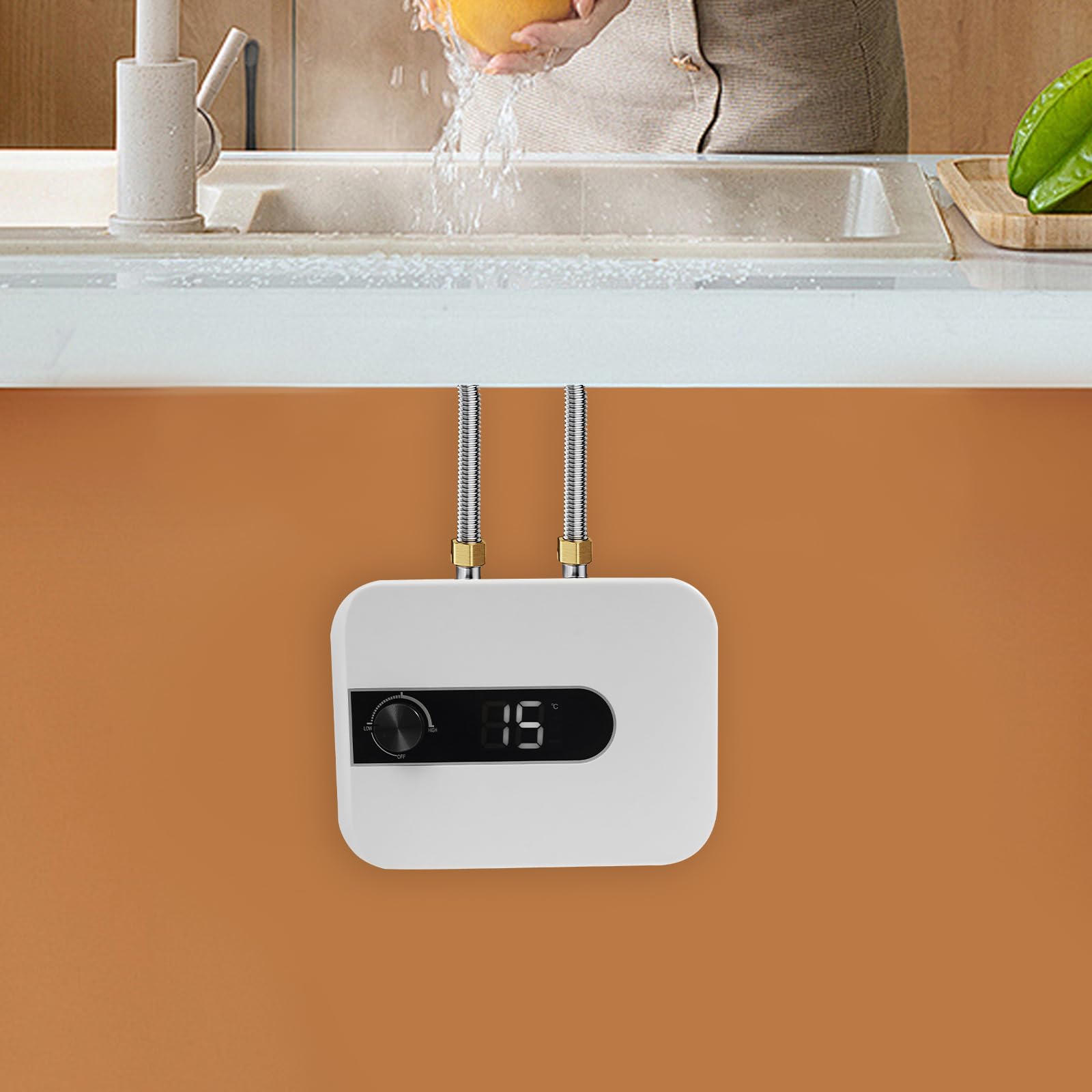 Odporny na ciśnienie, mały podgrzewacz wody, 6 l, 1500 W, 220 V, do kuchni, ciepłej wody, 30-65°C, 0,75 Mpa, do umywalek, kuchni, łazienki, biały