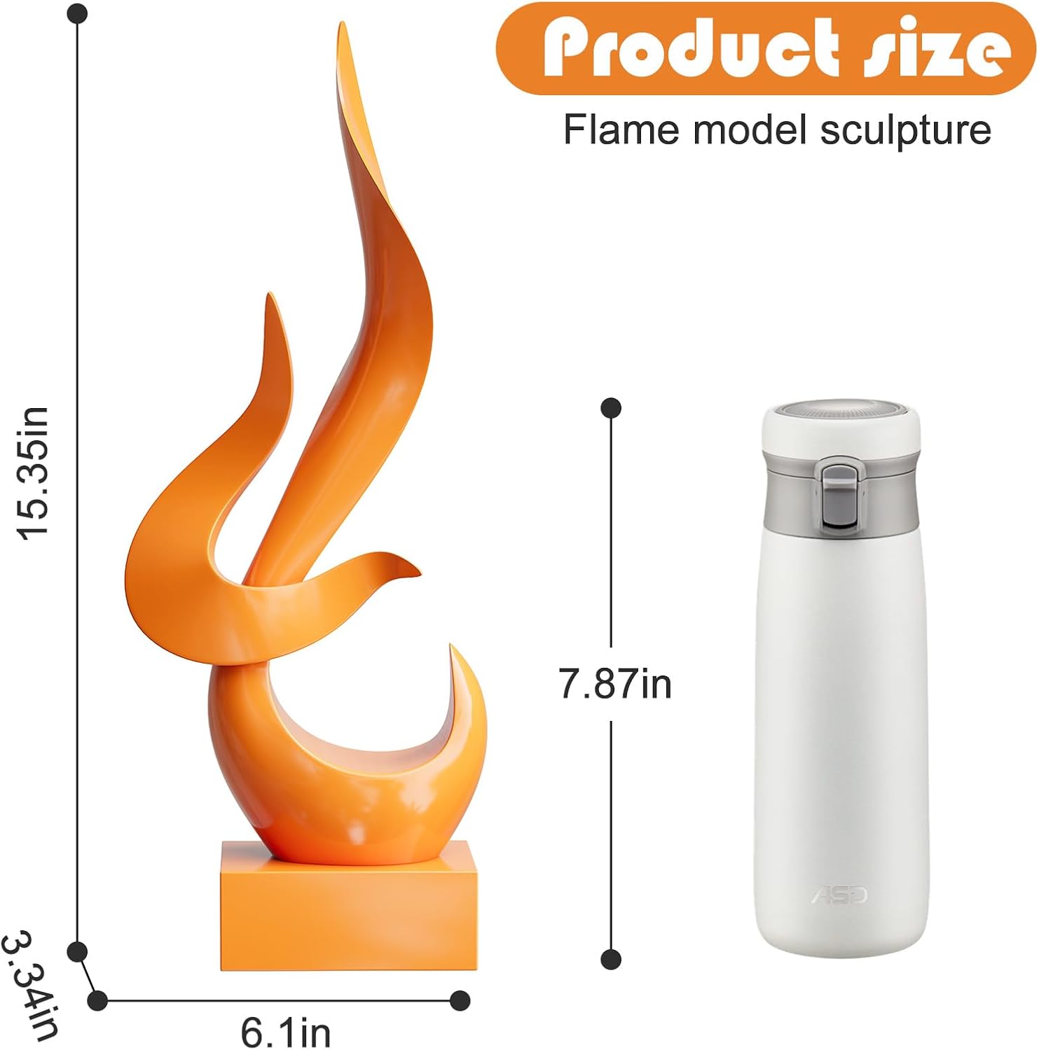 Dosker Flame Sculptures Home Decor, Abstract Statues Shelf Decor, Table Decor, Desk Decor for Living Room Office, Kitchen (Orange)