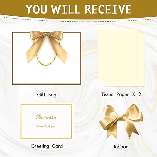 Miniatura 4 de JMANNI Bolsa de regalo, bolsas de regalo medianas con papel de seda, 2 bolsas de regalo de tamaño mediano con asa y lazo para cualquier cumpleaños,