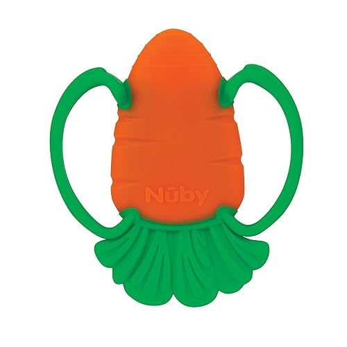 Nuby Mordedor de silicona para verduras, sin BPA, 3+M, zanahoria
