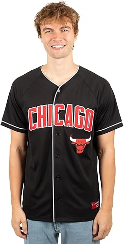 Ultra Game NBA - Camiseta de béisbol con botones de malla para hombre